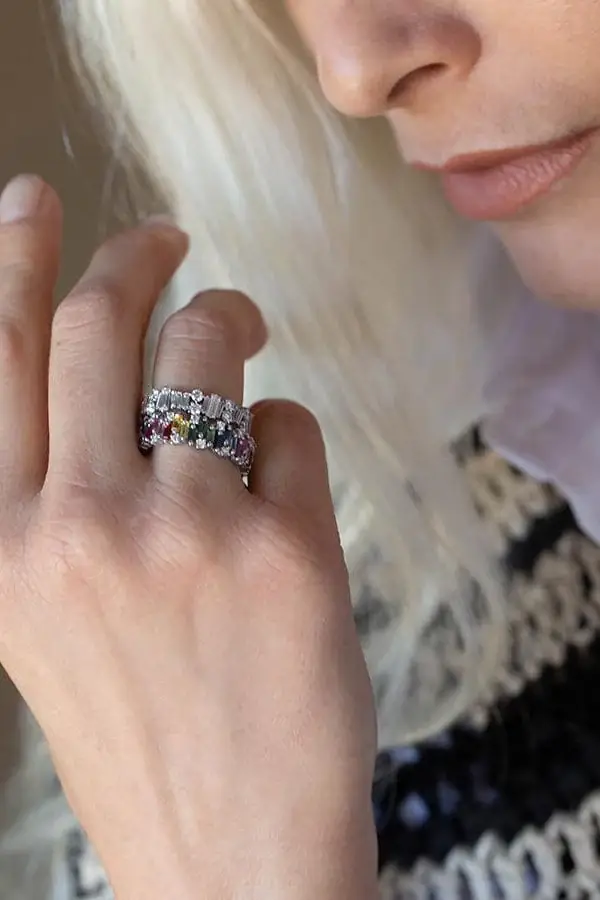 Suzanne Kalan Alaia Rainbow Sapphire Eternity Band - White Gold | Thumbnail 2