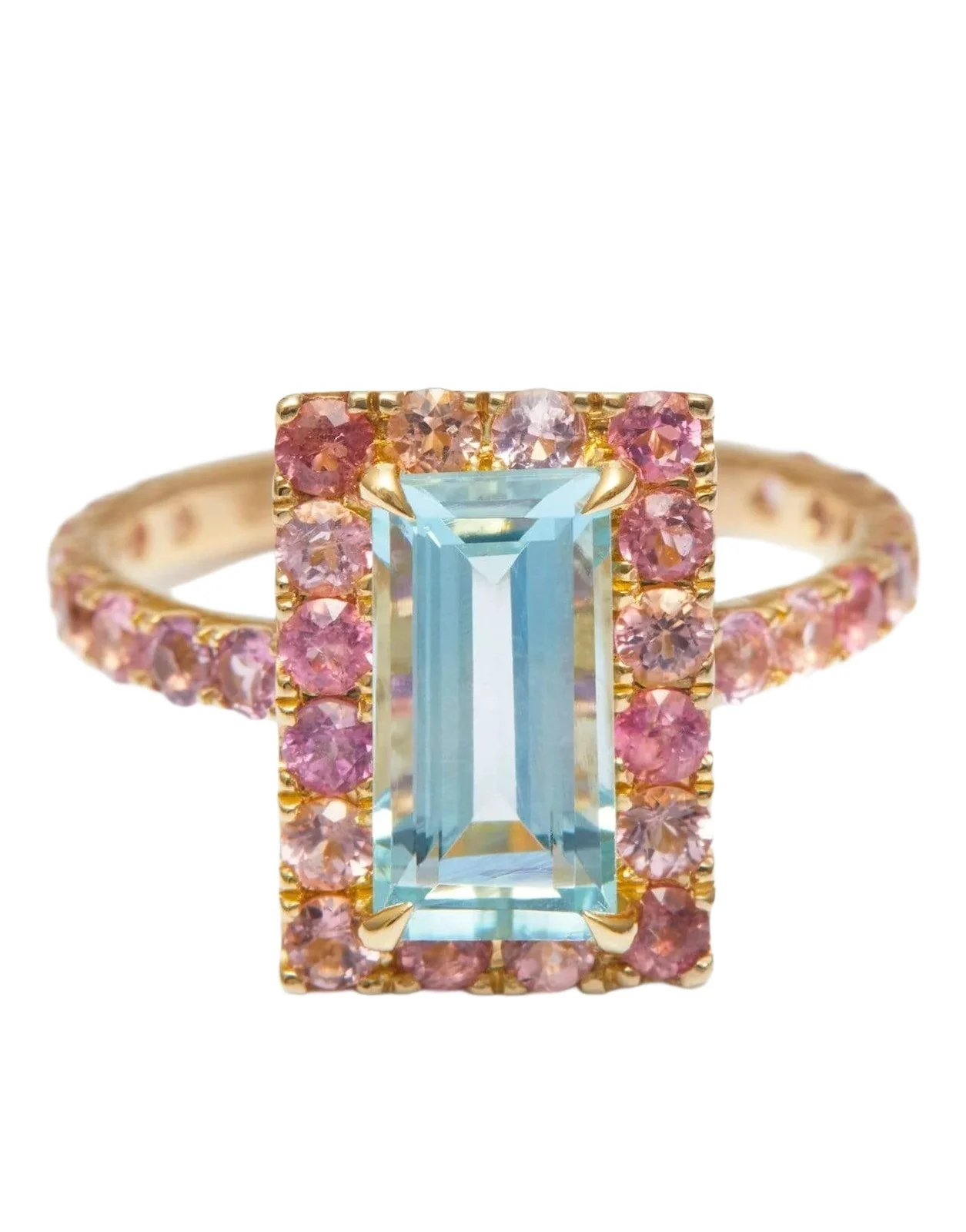 Aquamarine and Pink Tourmaline Candy Ring