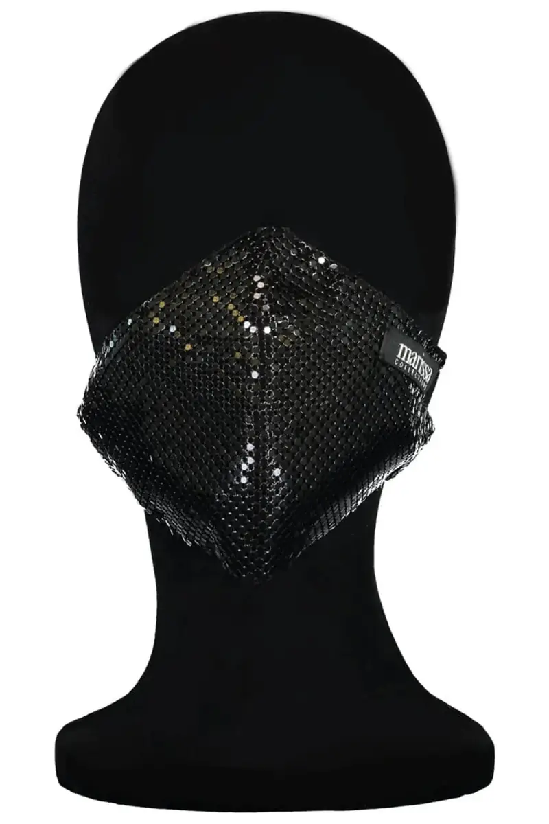 WE EAT AVOCADO TOAST Black Sequin Fashion Mask | Thumbnail 2 WE EAT AVOCADO TOAST Black Sequin Fashion Mask | Thumbnail 2
