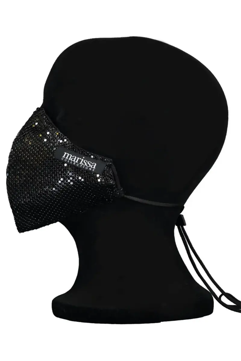 WE EAT AVOCADO TOAST Black Sequin Fashion Mask | Thumbnail 3 WE EAT AVOCADO TOAST Black Sequin Fashion Mask | Thumbnail 3
