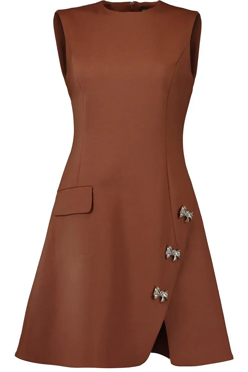 Oscar de la Renta Bow Button Split Skirt Dress | Image 1 Oscar de la Renta Bow Button Split Skirt Dress | Image 1