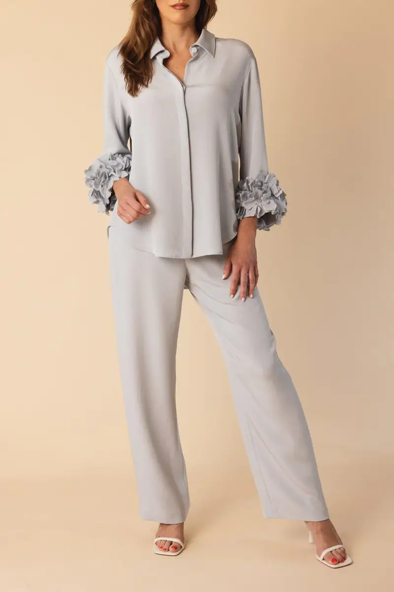 CATHERINE REGEHR Classic Pull On Pant - Silver Blue | Thumbnail 2