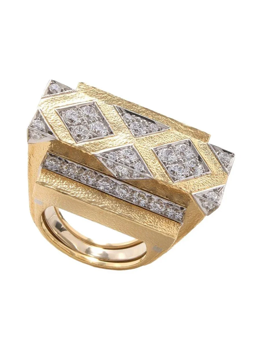 DAVID WEBB Diamond Cross Beam Ring