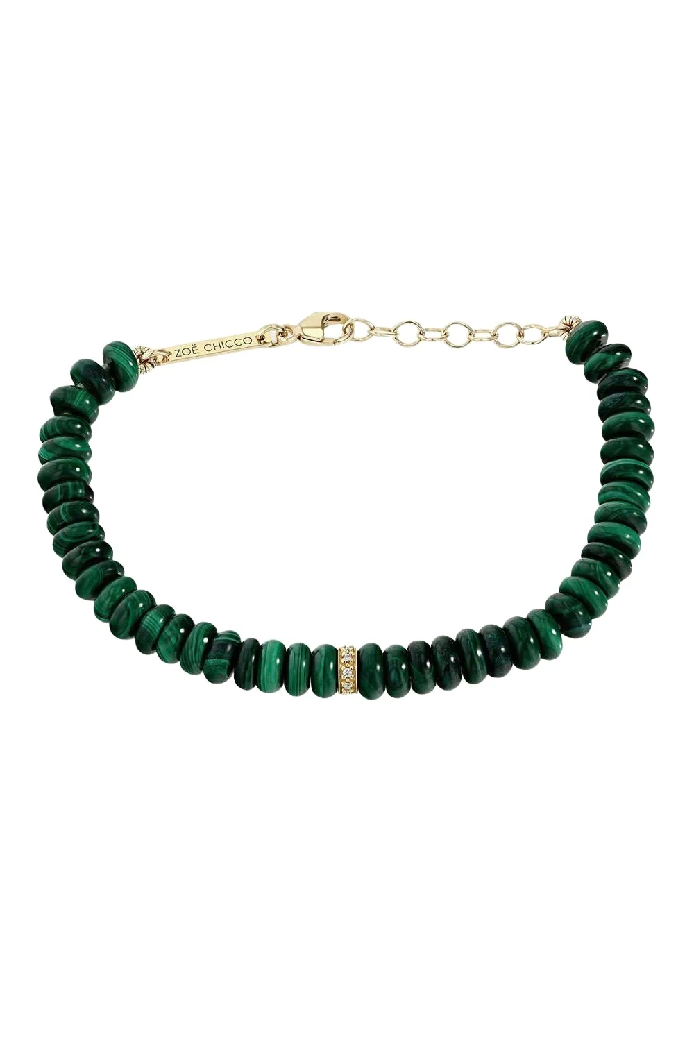 Diamond Link Malachite Beaded Bracelet
