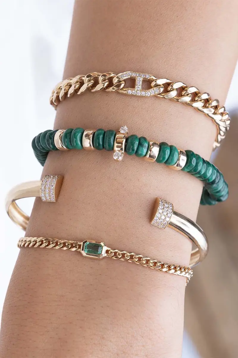 Zoë Chicco Diamond Malachite Beaded Bracelet | Thumbnail 2