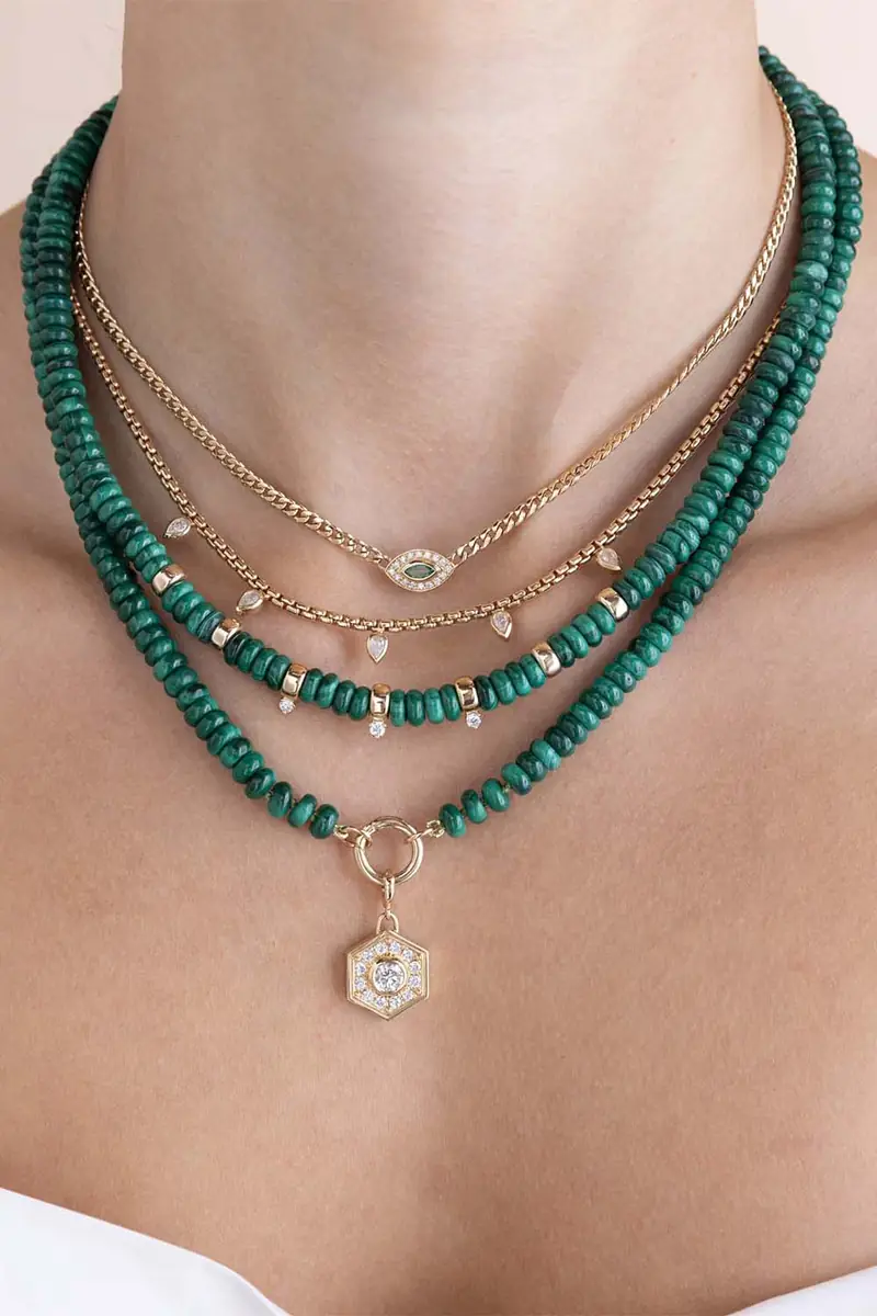 Zoë Chicco Diamond Malachite Beaded Necklace | Thumbnail 2 Zoë Chicco Diamond Malachite Beaded Necklace | Thumbnail 2