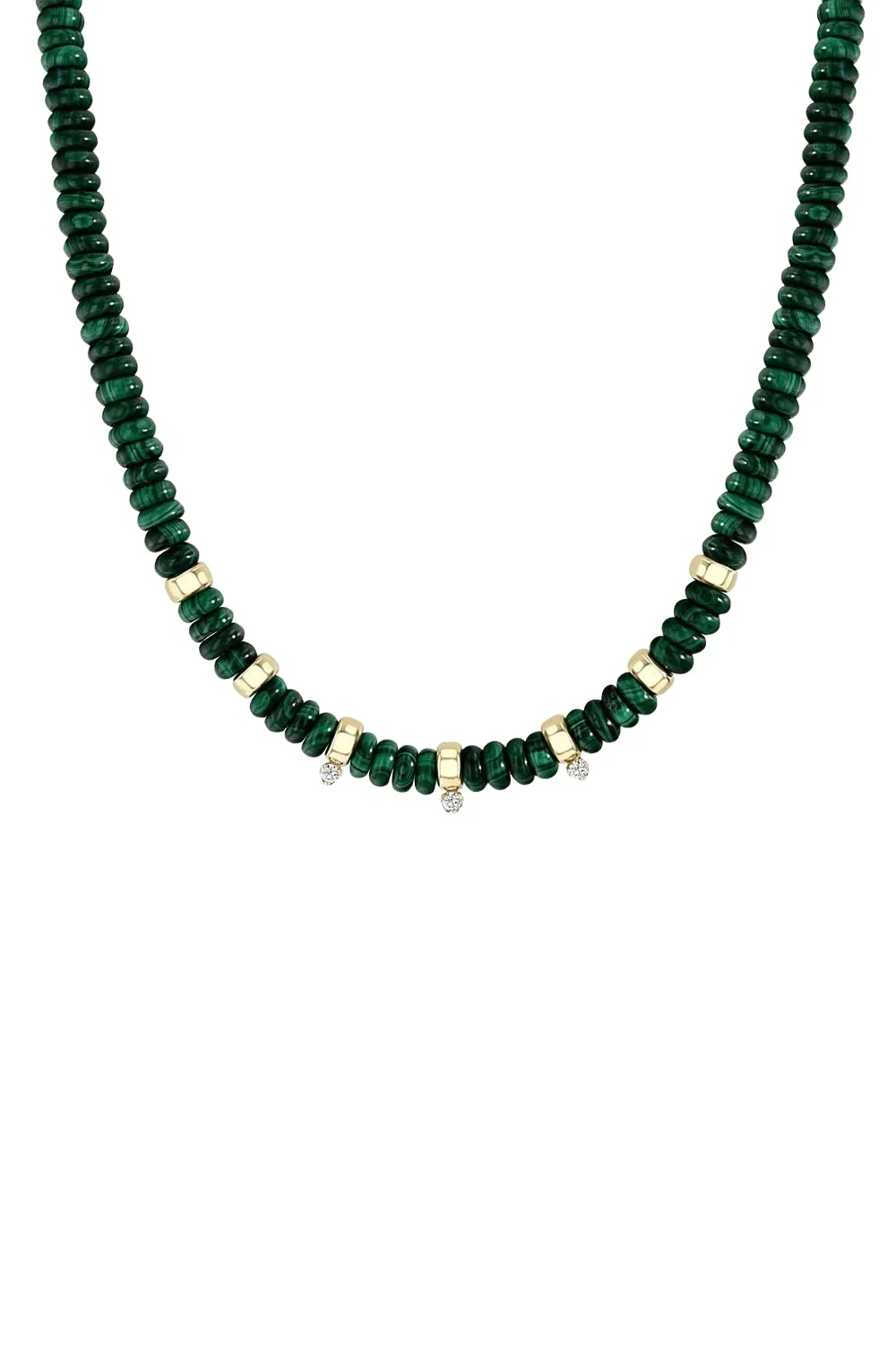 Diamond Malachite Beaded Necklace