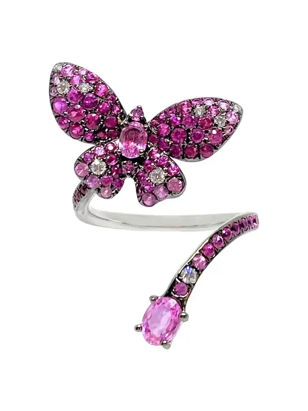Diamond Pink Sapphire Solo Butterfly Ring Diamond Pink Sapphire Solo Butterfly Ring