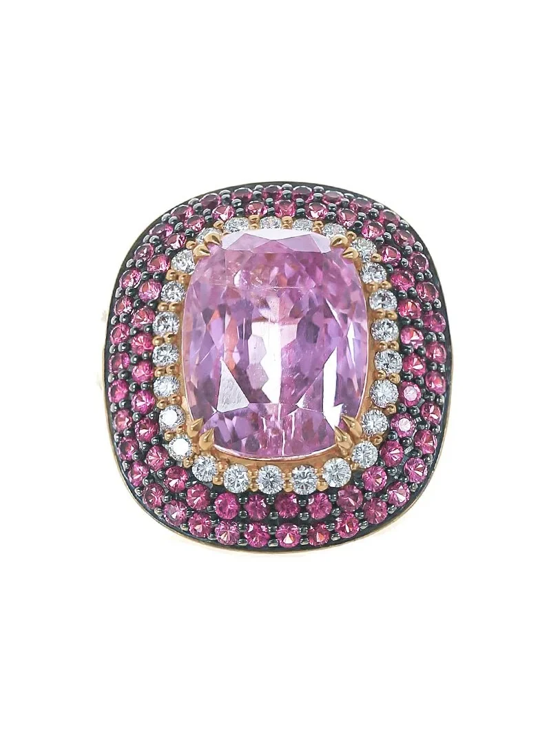 ALEXANDER LAUT Diamond Ruby Kunzite Ring