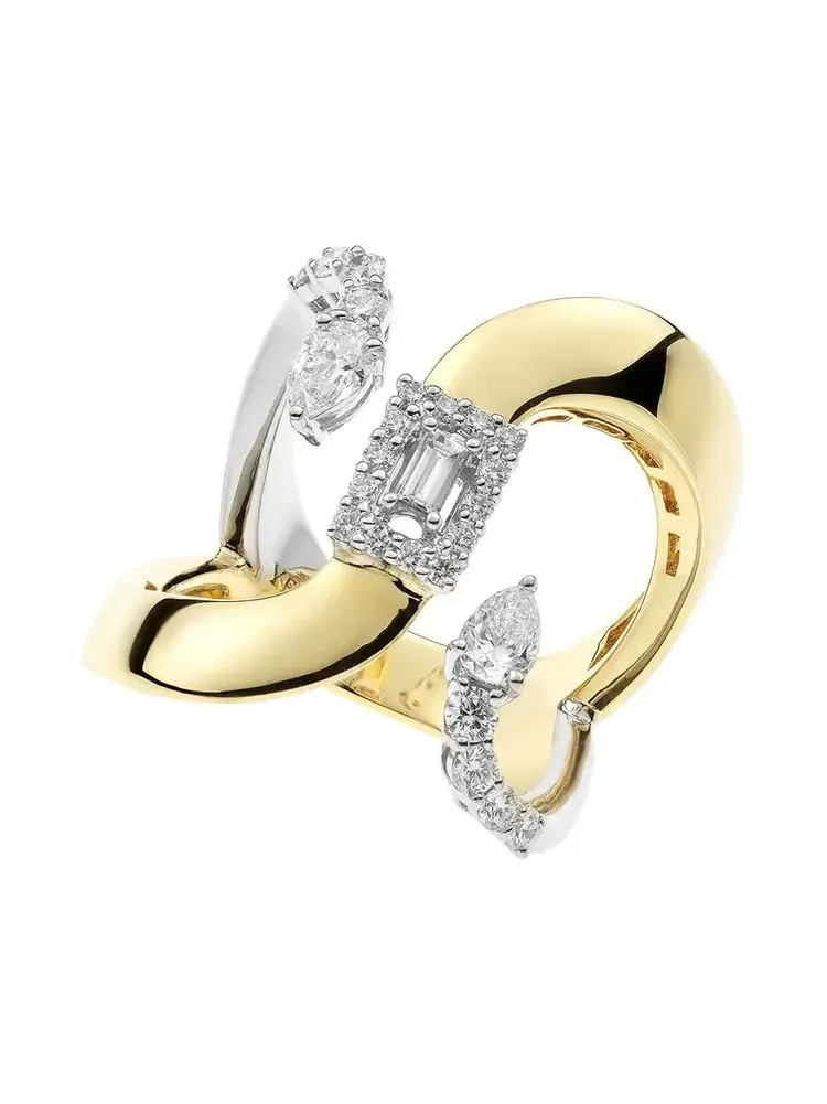 Double Pear Baguette Diamond Ring