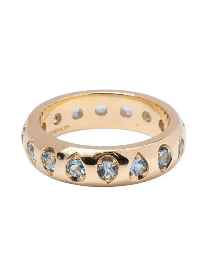 Forever And Always A Pair - Love Aquamarine Gemstone Band