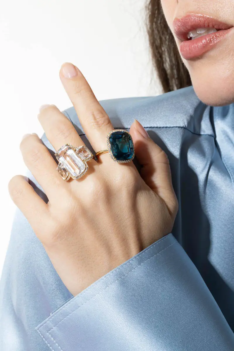 GOSHWARA Gossip Blue Topaz Diamond Ring | Thumbnail 3 GOSHWARA Gossip Blue Topaz Diamond Ring | Thumbnail 3
