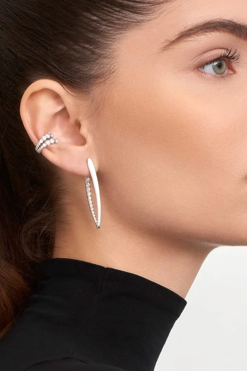 Melissa Kaye Large White Cristina Earrings | Thumbnail 2 Melissa Kaye Large White Cristina Earrings | Thumbnail 2