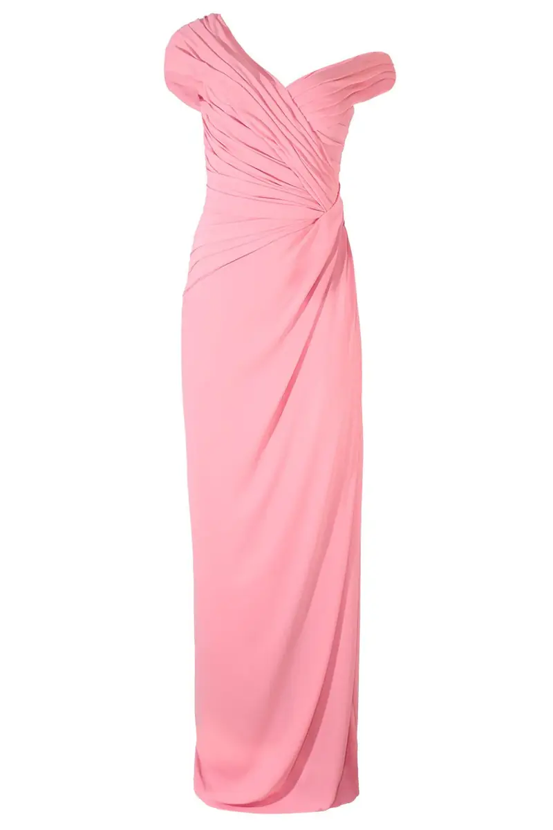 MONIQUE LHUILLIER Off The Shoulder Drape Gown - Rose | Image 1 MONIQUE LHUILLIER Off The Shoulder Drape Gown - Rose | Image 1