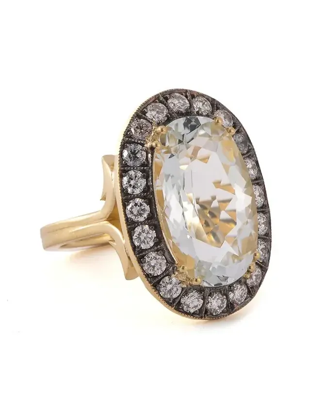 Oval Vintage Topaz Diamond Ring