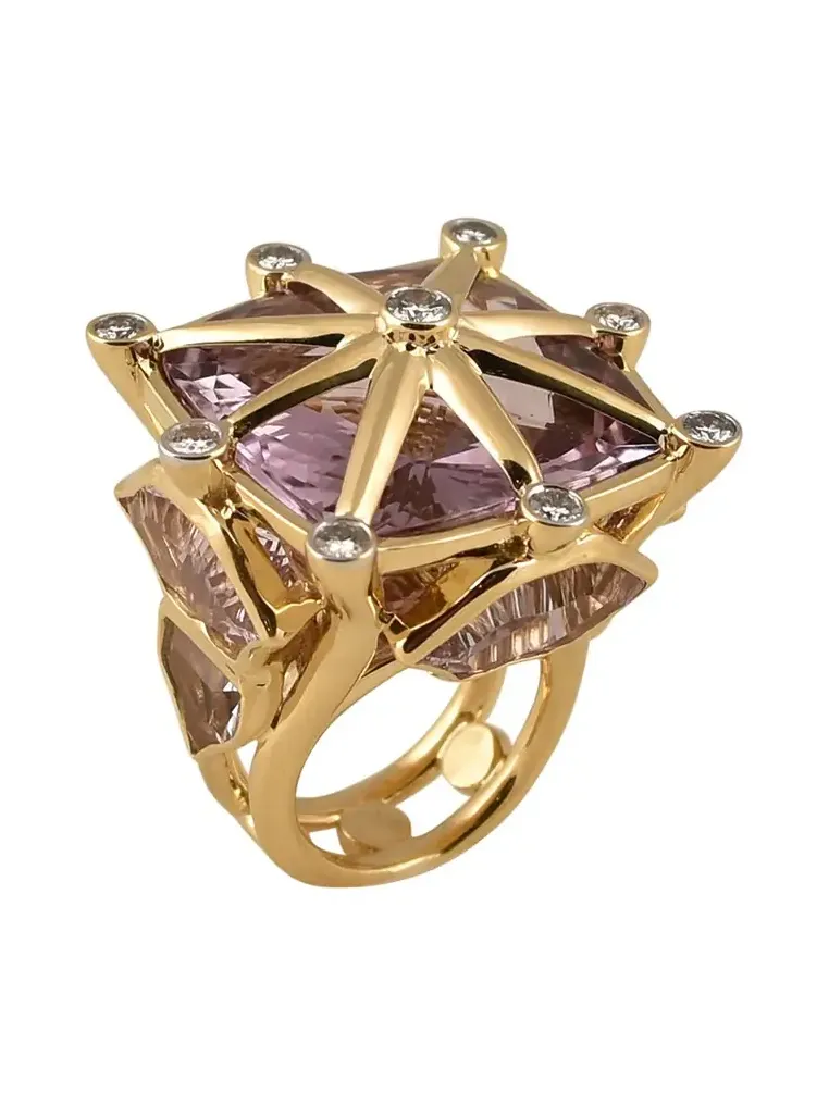 TONY DUQUETTE Pink Amethyst Royalty Crown Ring