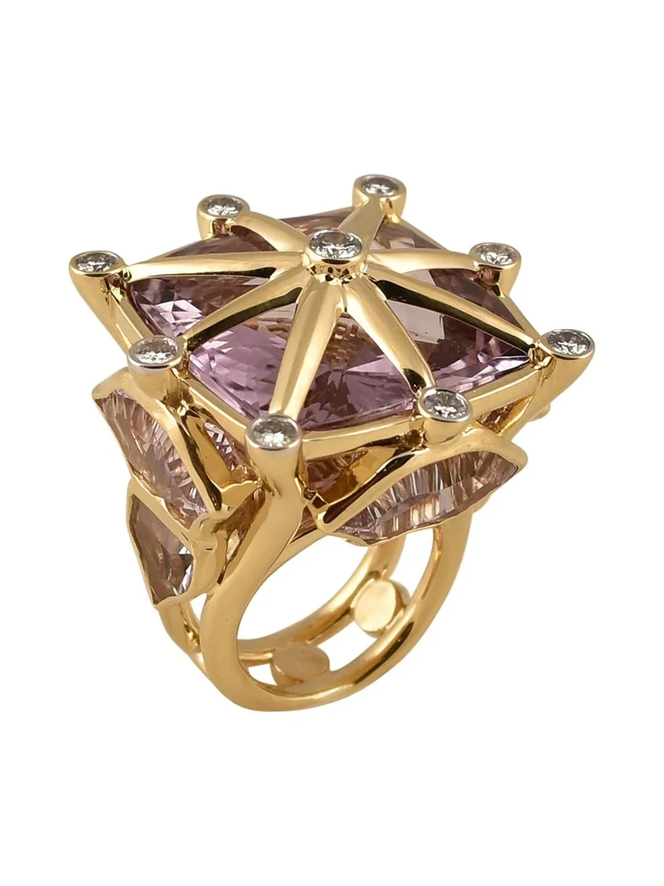 TONY DUQUETTE Pink Amethyst Royalty Crown Ring