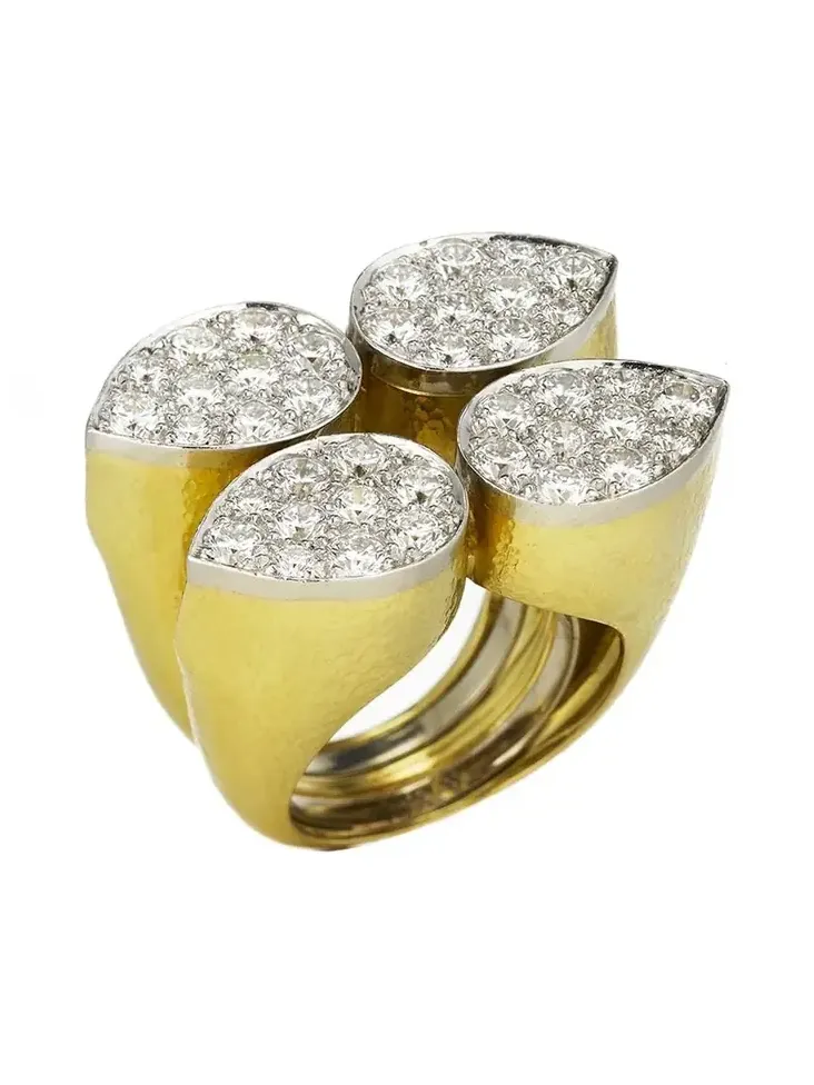 Quadrant Diamond Pear Ring