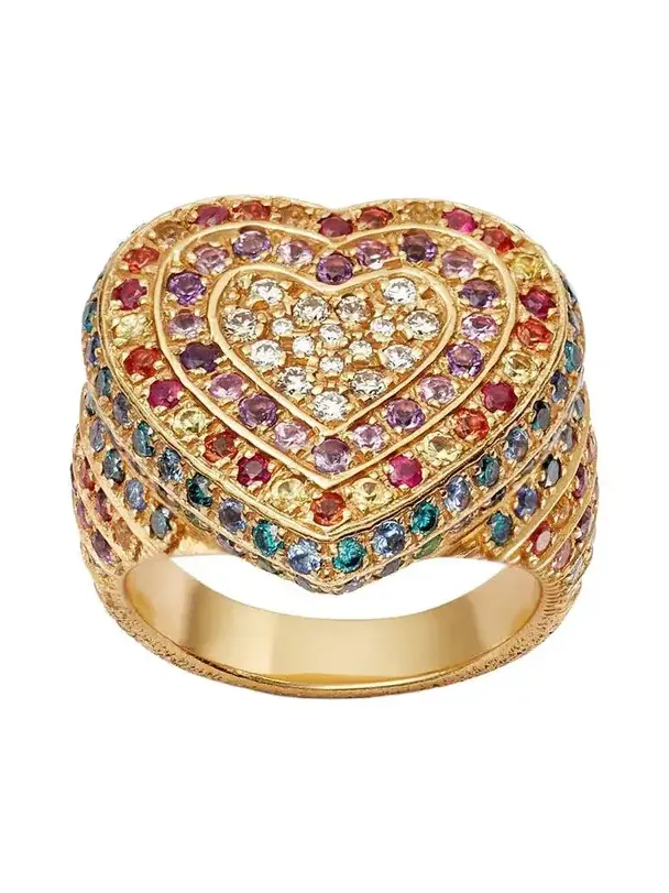 Rainbow Pavé Cuore Ring