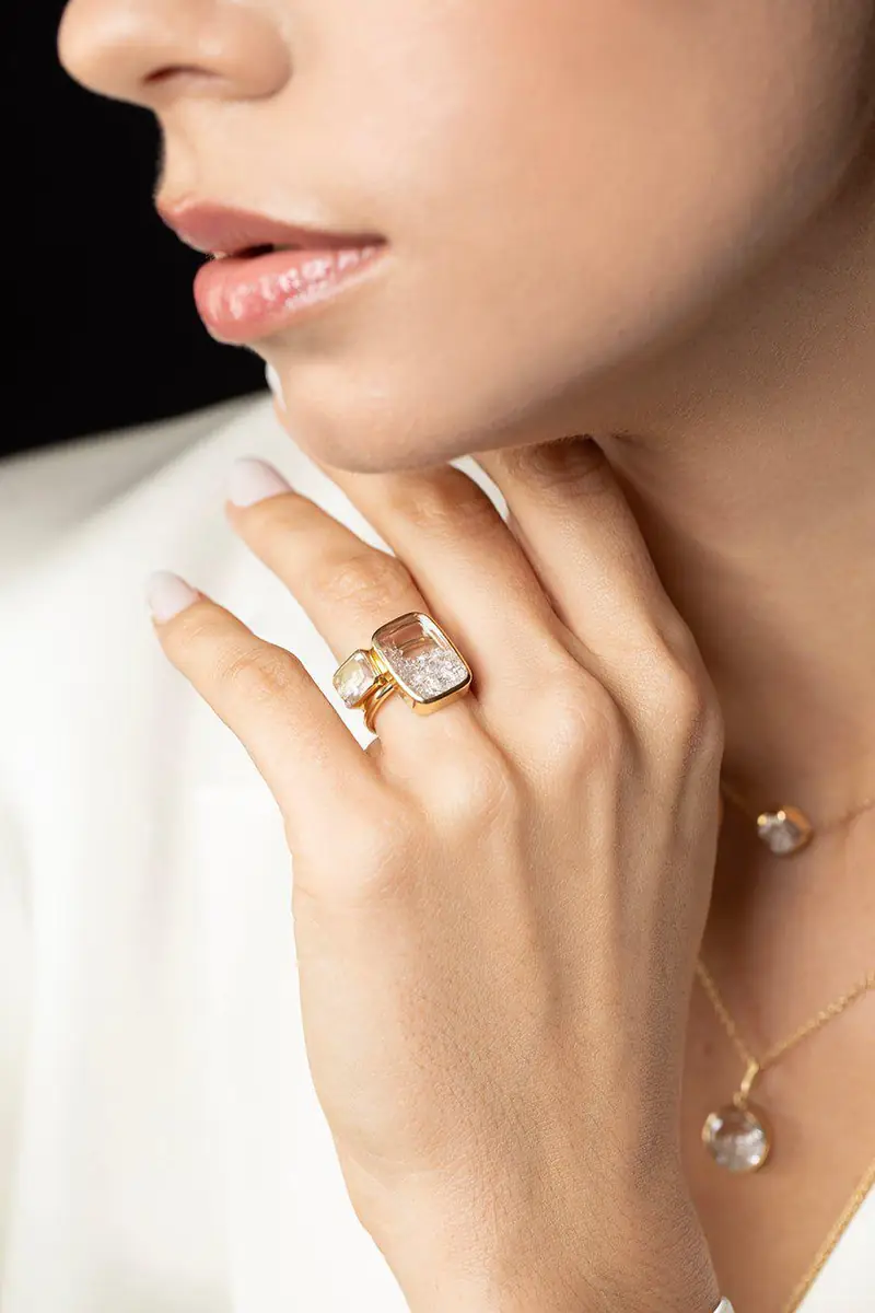 MORITZ GLIK Rectangular Diamond Shaker Ring | Thumbnail 2