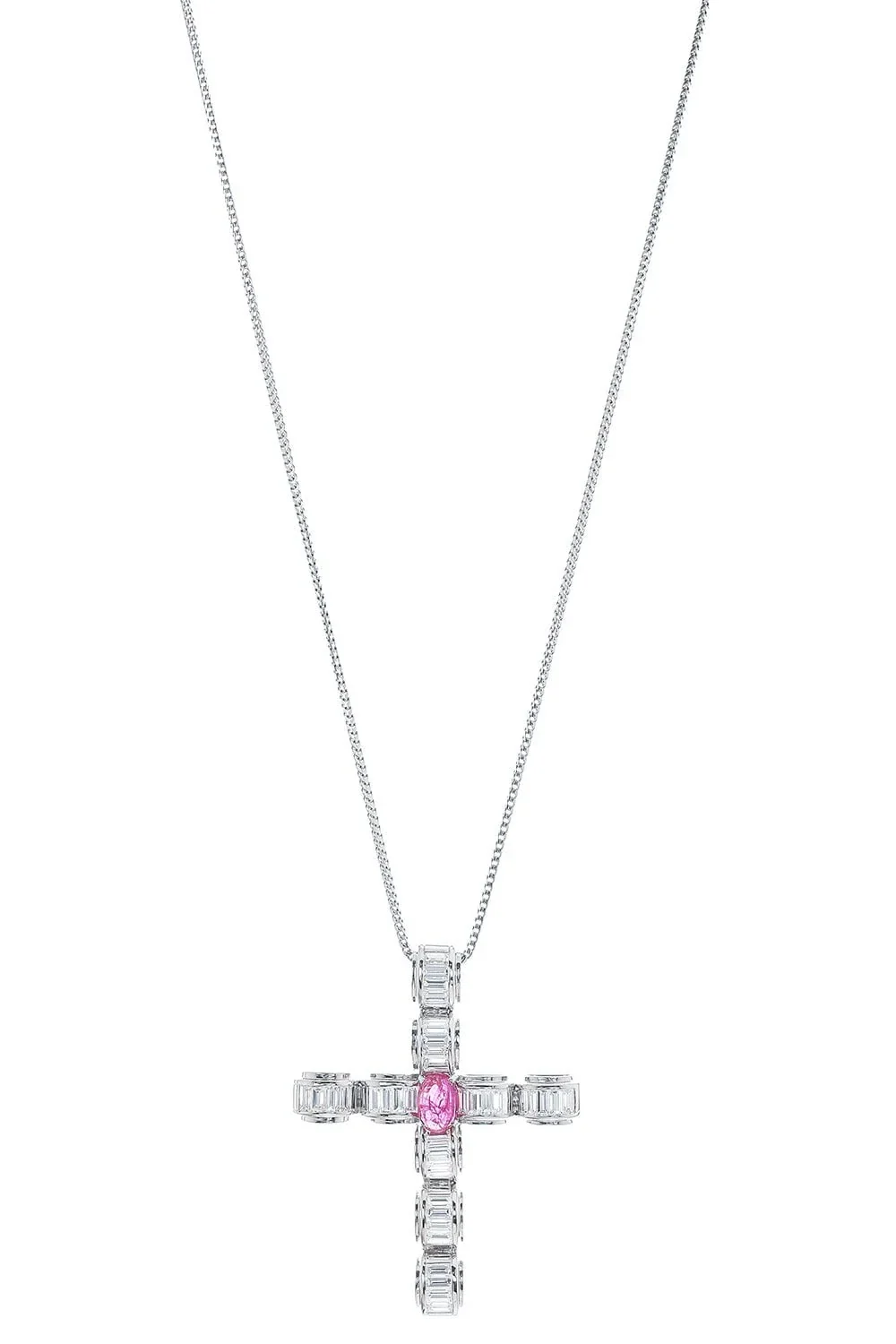 ALEXANDER LAUT Ruby Diamond Cross Necklace