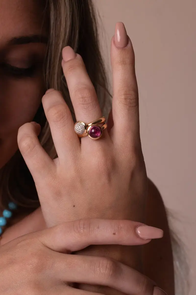 TAMARA COMOLLI Small Rose Tourmaline Bouton Ring | Thumbnail 3