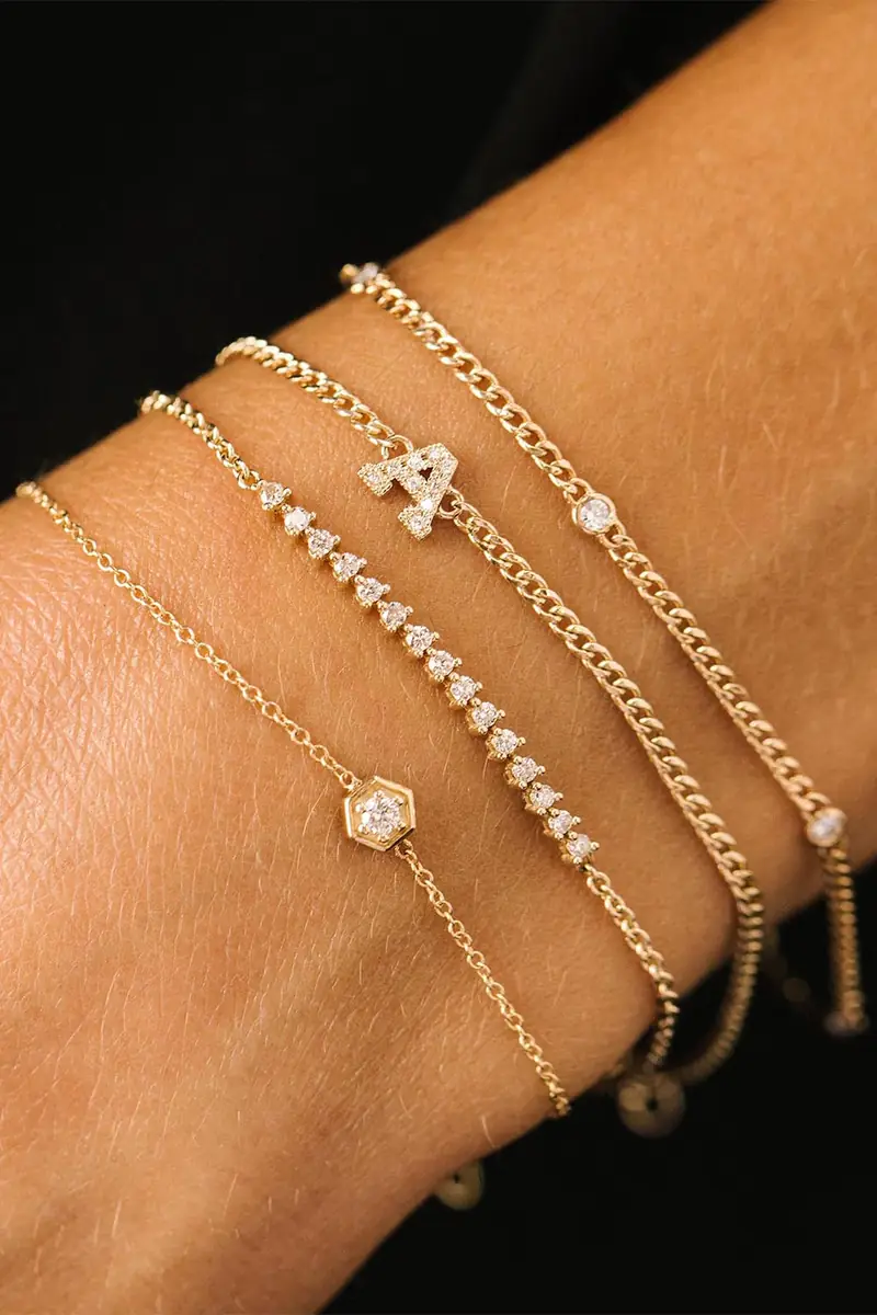 Zoë Chicco XS Initial Curb Bracelet | Thumbnail 2