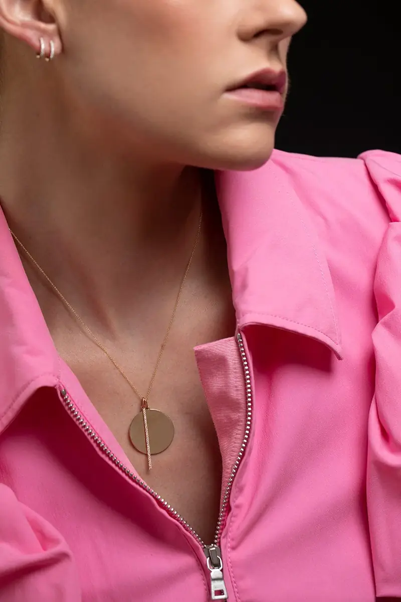 DANA REBECCA DESIGNS Yellow Gold Sylvie Rose Disc and Pave Bar Necklace - 18/20" | Thumbnail 2 DANA REBECCA DESIGNS Yellow Gold Sylvie Rose Disc and Pave Bar Necklace - 18/20" | Thumbnail 2