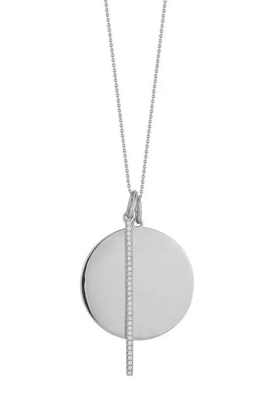 DANA REBECCA DESIGNS Yellow Gold Sylvie Rose Disc and Pave Bar Necklace - 18/20" | Thumbnail 3 DANA REBECCA DESIGNS Yellow Gold Sylvie Rose Disc and Pave Bar Necklace - 18/20" | Thumbnail 3