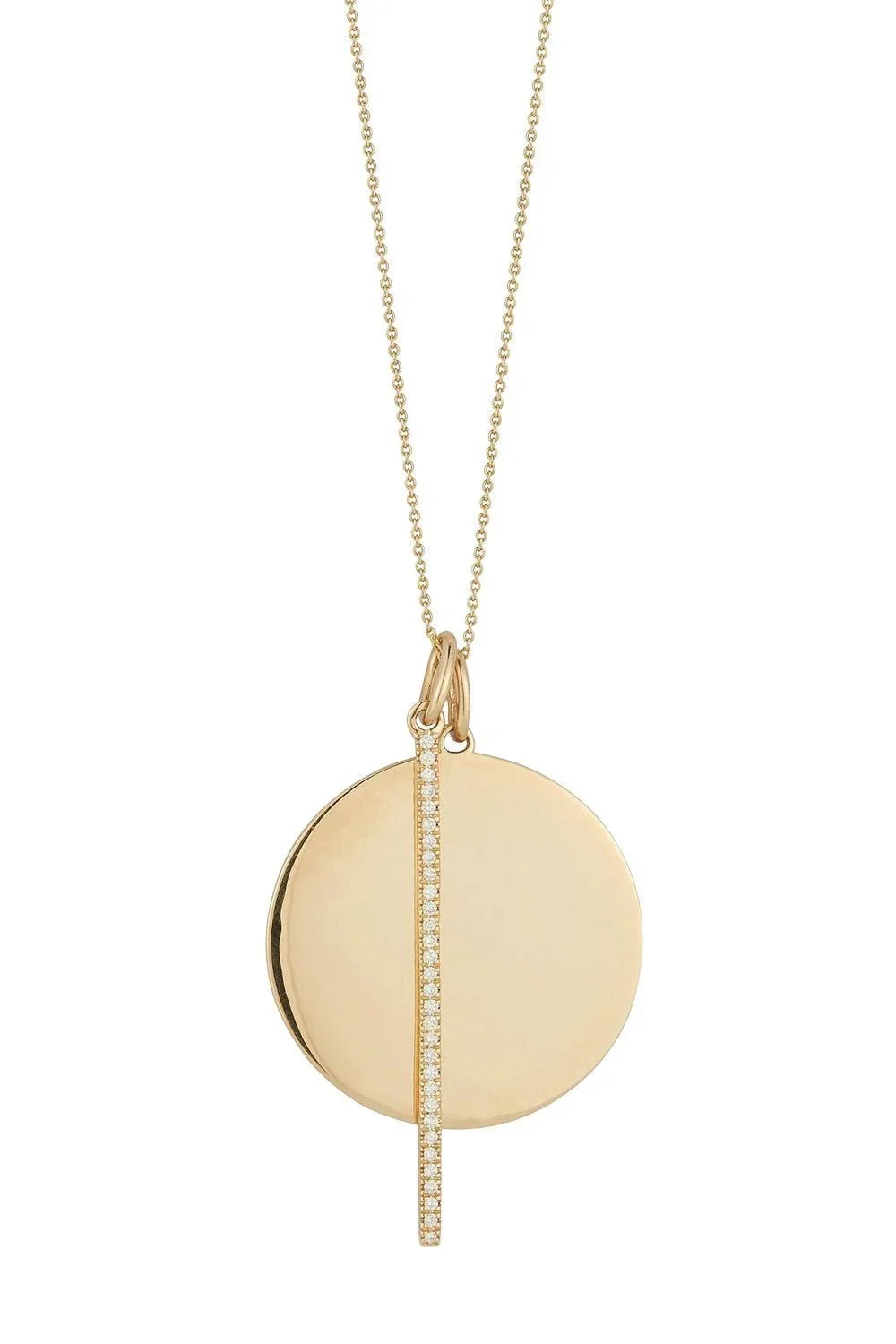 Yellow Gold Sylvie Rose Disc and Pave Bar Necklace - 18/20" Yellow Gold Sylvie Rose Disc and Pave Bar Necklace - 18/20"