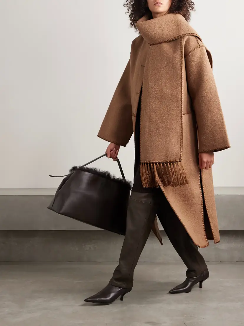 TOTEME Draped Fringed Wool-blend Bouclé Coat | Thumbnail 2