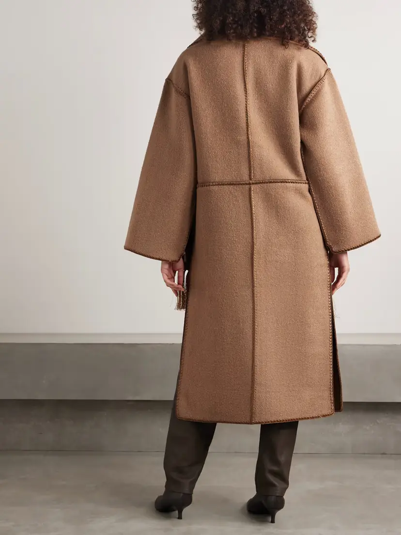 TOTEME Draped Fringed Wool-blend Bouclé Coat | Thumbnail 4