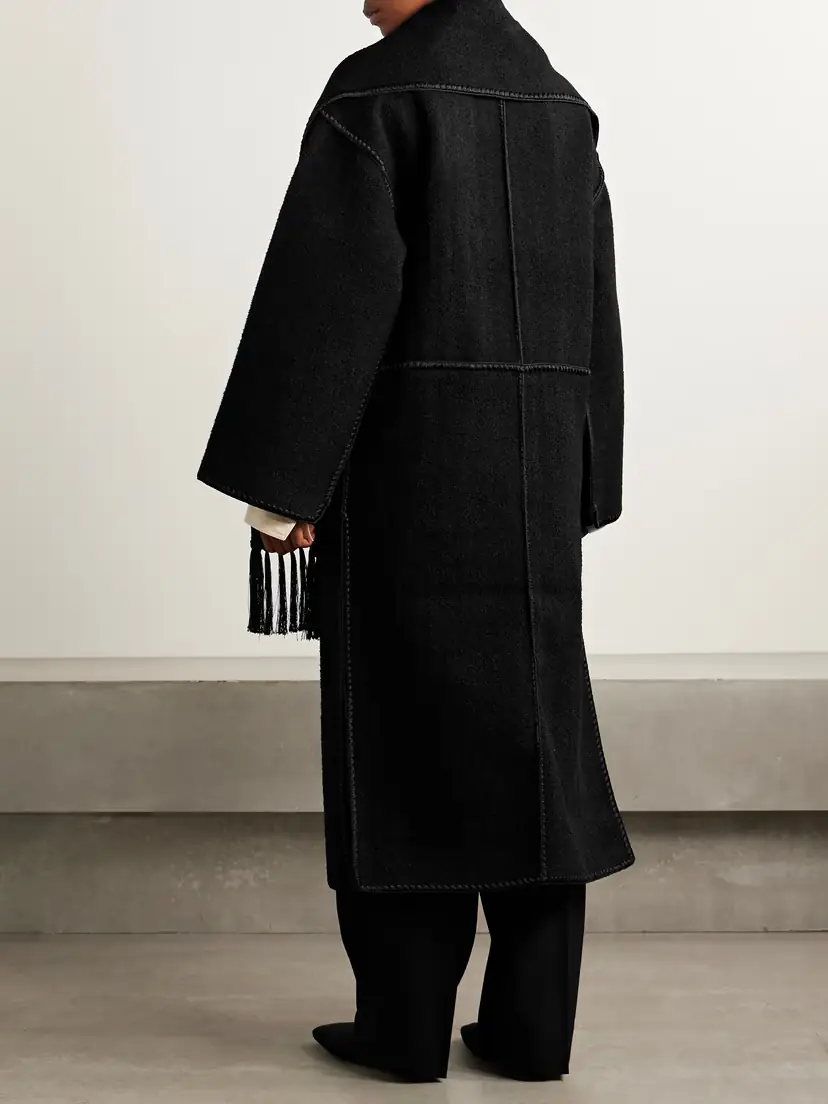TOTEME Draped Fringed Wool-blend Bouclé Coat | Thumbnail 4