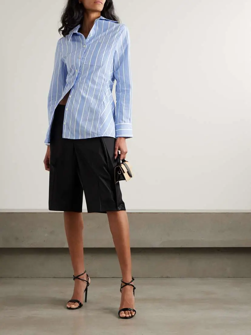 Jacquemus Pablo Asymmetric Striped Cotton-poplin Shirt | Thumbnail 2