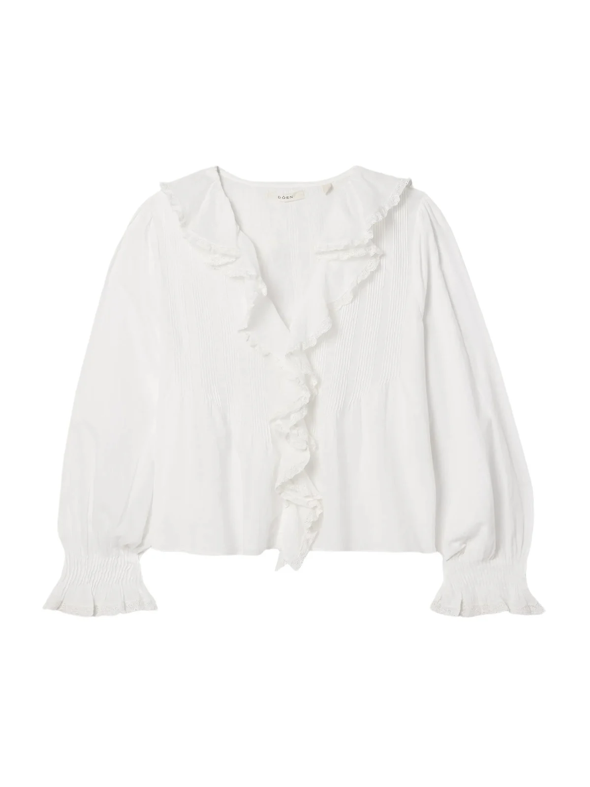 Hardy Lace-trimmed Ruffled Pintucked Organic Cotton-voile Blouse Hardy Lace-trimmed Ruffled Pintucked Organic Cotton-voile Blouse