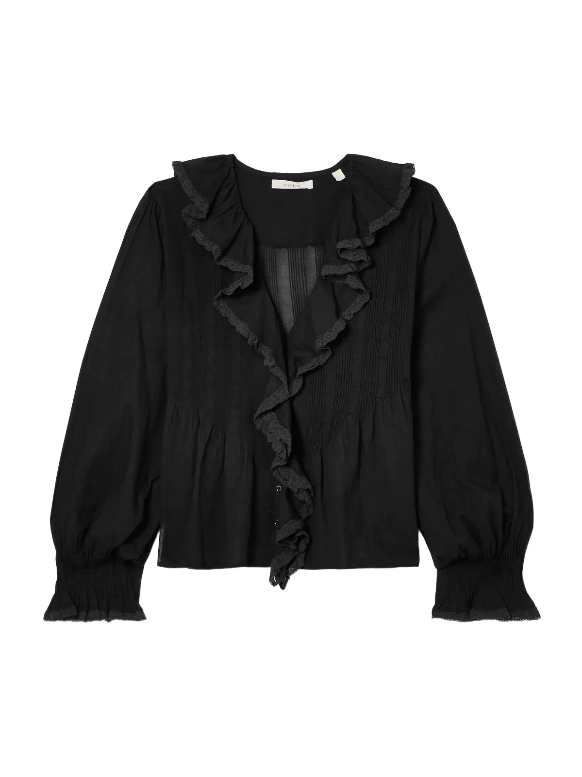 Hardy Lace-trimmed Ruffled Pintucked Organic Cotton-voile Blouse Hardy Lace-trimmed Ruffled Pintucked Organic Cotton-voile Blouse