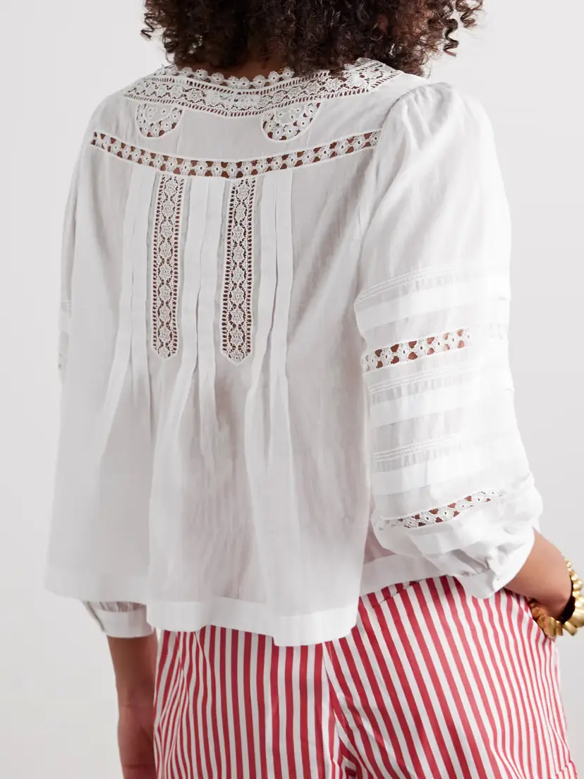 DÔEN Celeste Crochet-trimmed Organic Cotton-voile Blouse | Thumbnail 3