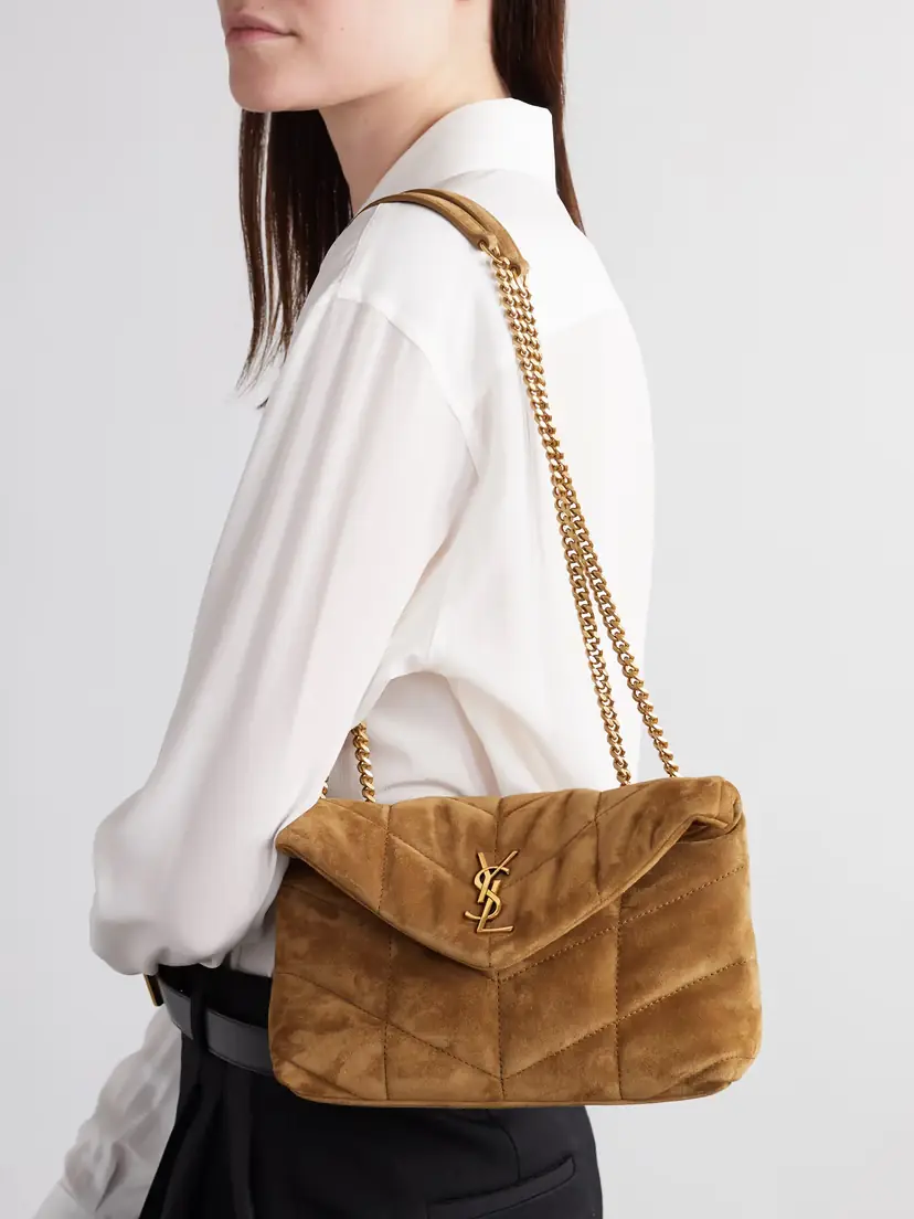 Saint Laurent Toy Puffer Matelassé Leather-trimmed Suede Shoulder Bag | Thumbnail 2 Saint Laurent Toy Puffer Matelassé Leather-trimmed Suede Shoulder Bag | Thumbnail 2