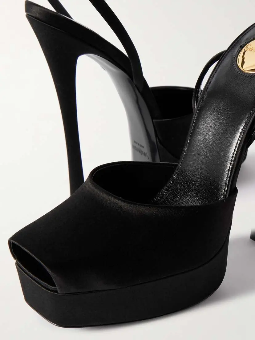Saint Laurent La Scandale Leather-trimmed Satin Mules | Thumbnail 4 Saint Laurent La Scandale Leather-trimmed Satin Mules | Thumbnail 4