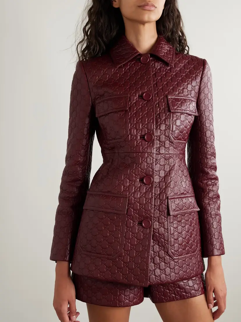 Gucci Paneled Debossed Leather Jacket | Thumbnail 3 Gucci Paneled Debossed Leather Jacket | Thumbnail 3