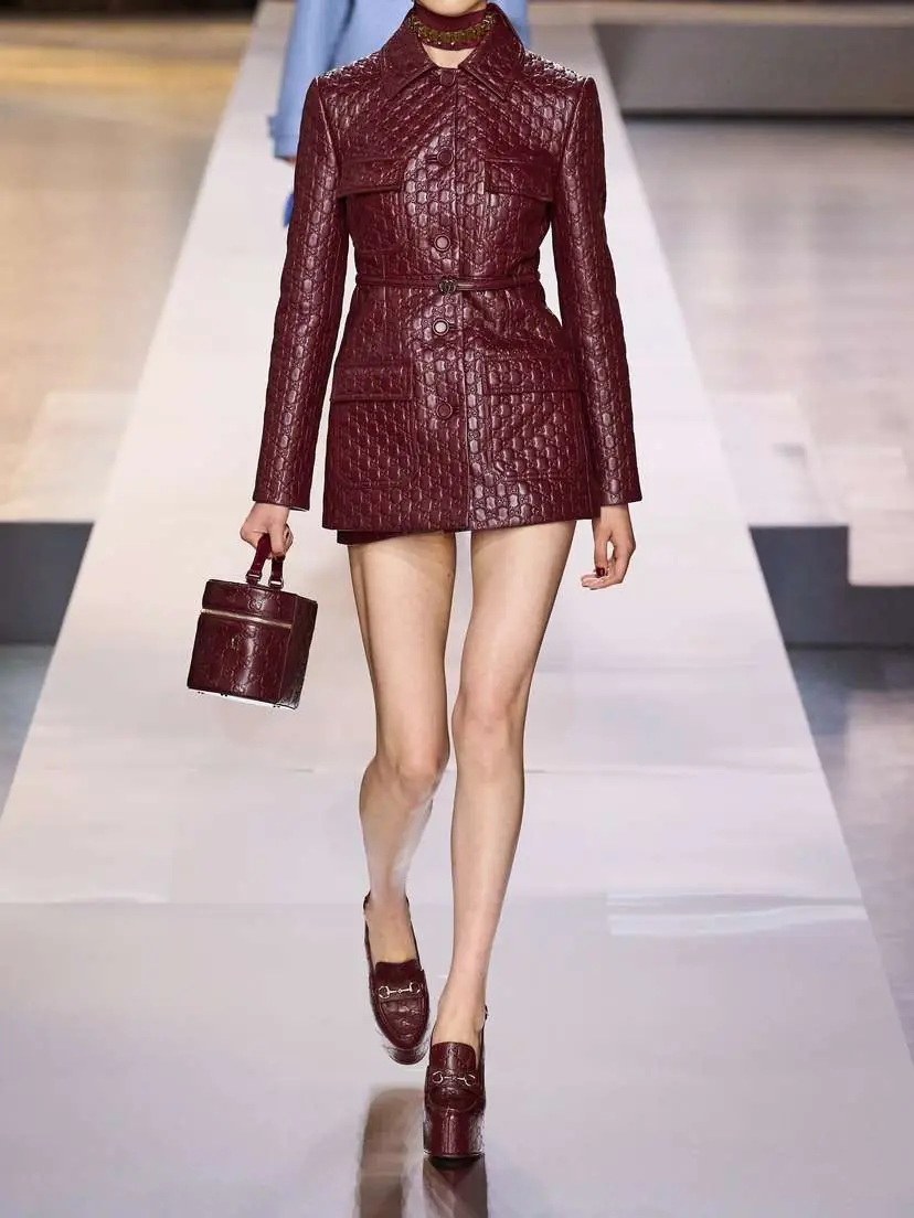 Gucci Paneled Debossed Leather Jacket | Thumbnail 5 Gucci Paneled Debossed Leather Jacket | Thumbnail 5