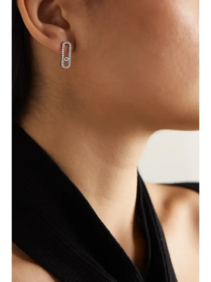 Messika Move Uno 18-karat White Gold Diamond Earrings | Thumbnail 2