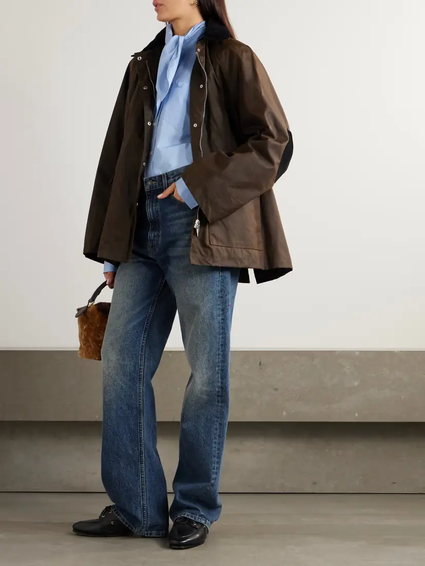 TOTEME Oversized Corduroy-trimmed Waxed Organic Cotton Jacket | Thumbnail 2 TOTEME Oversized Corduroy-trimmed Waxed Organic Cotton Jacket | Thumbnail 2