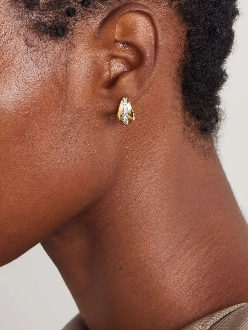 STONE AND STRAND Pistachio 10-karat Gold Diamond Hoop Earrings | Thumbnail 2 STONE AND STRAND Pistachio 10-karat Gold Diamond Hoop Earrings | Thumbnail 2