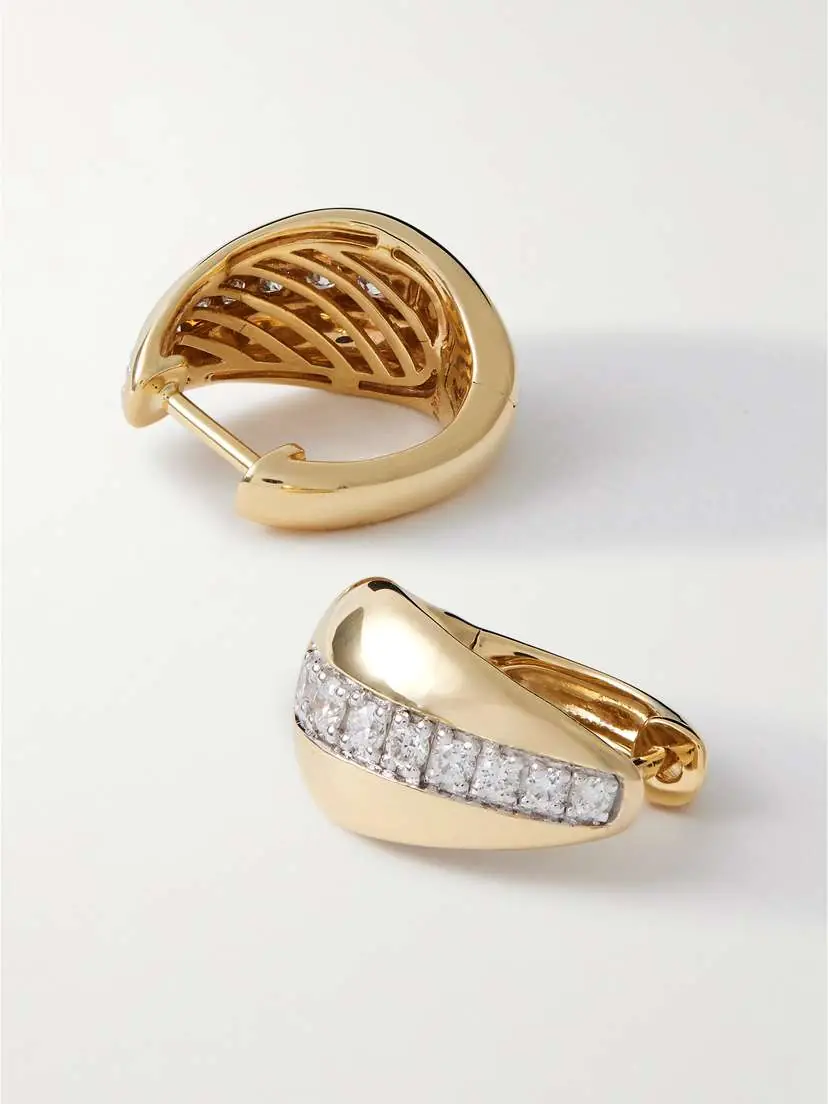STONE AND STRAND Pistachio 10-karat Gold Diamond Hoop Earrings | Thumbnail 3 STONE AND STRAND Pistachio 10-karat Gold Diamond Hoop Earrings | Thumbnail 3