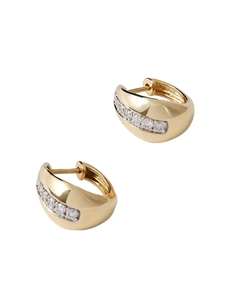 Pistachio 10-karat Gold Diamond Hoop Earrings Pistachio 10-karat Gold Diamond Hoop Earrings