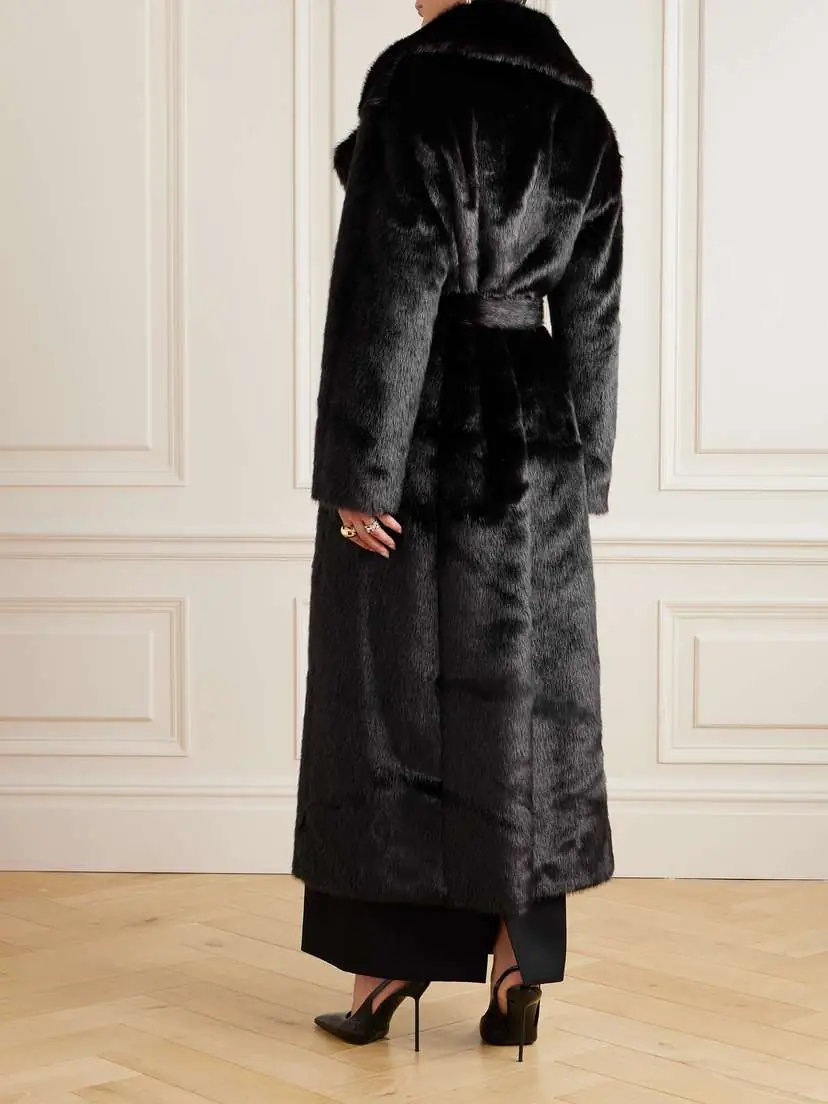 The Frankie Shop Joni Oversized Belted Double-breasted Faux Fur Coat | Thumbnail 4 The Frankie Shop Joni Oversized Belted Double-breasted Faux Fur Coat | Thumbnail 4