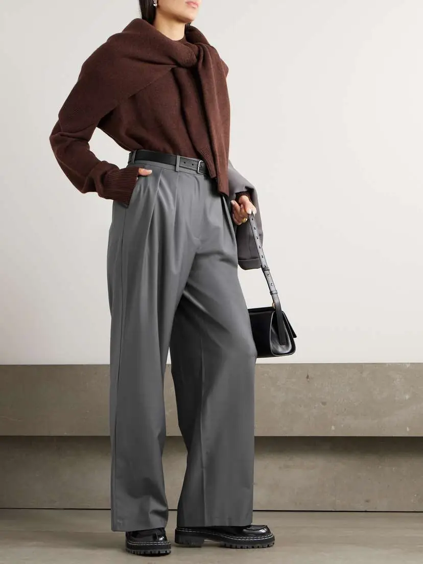 The Frankie Shop Ripley Pleated Grain De Poudre Wide-leg Pants | Thumbnail 2