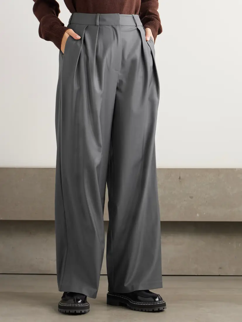 The Frankie Shop Ripley Pleated Grain De Poudre Wide-leg Pants | Thumbnail 3