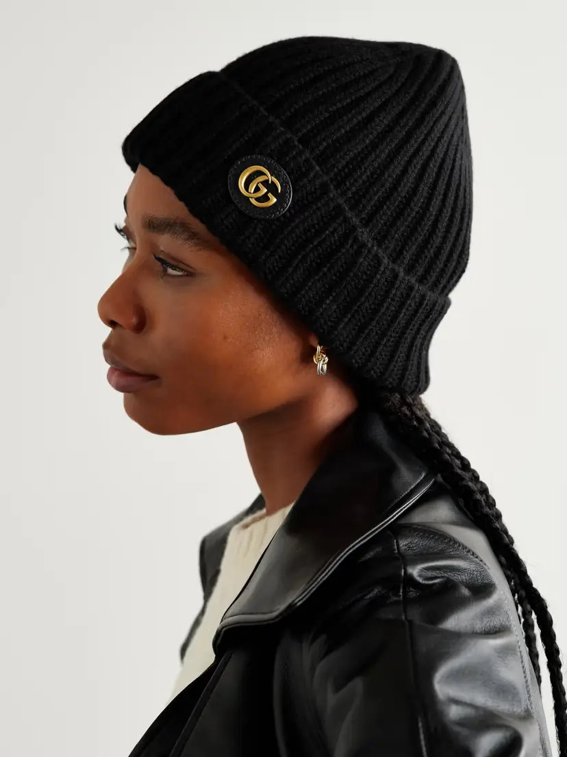Gucci Victor Appliquéd Ribbed Wool And Cashmere-blend Beanie | Thumbnail 2